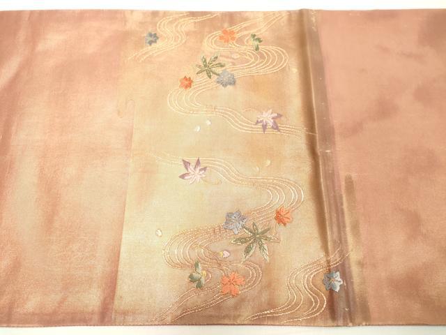 平和屋着物◎太鼓柄袋帯　唐織　流水花文　金糸　正絹　逸品　DAAY8583cd