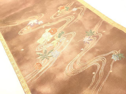 平和屋着物◎太鼓柄袋帯　唐織　流水花文　金糸　正絹　逸品　DAAY8583cd