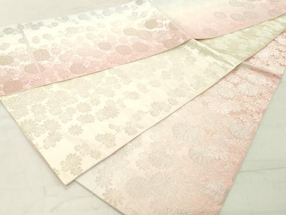 平和屋着物◎全通柄袋帯　花尽くし　銀糸　正絹　逸品　DAAY8576cd