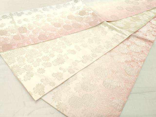 平和屋着物◎全通柄袋帯　花尽くし　銀糸　正絹　逸品　DAAY8576cd