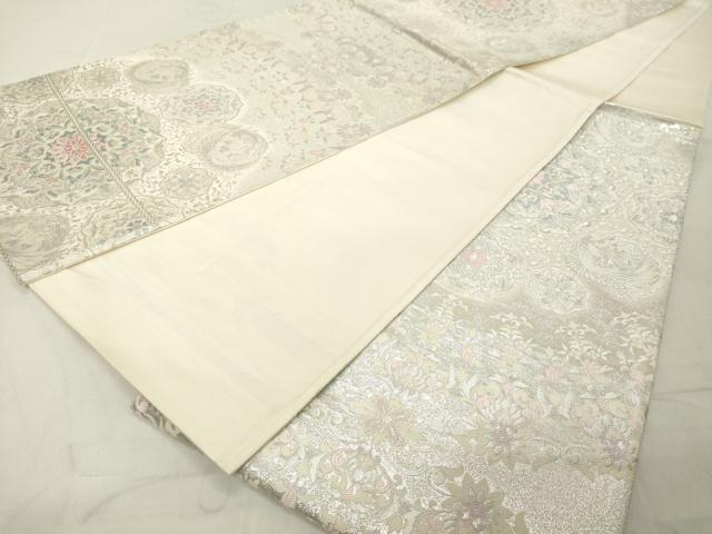 平和屋着物◎西陣 六通柄袋帯 唐織 正倉院花文 銀糸 正絹 逸品 DAAY8612cd