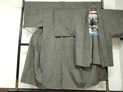 平和屋着物●男性 紬 アンサンブル 長羽織 160亀甲 正絹 逸品 DAAY5425ud