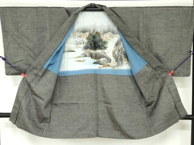 平和屋着物●男性 紬 アンサンブル 長羽織 160亀甲 正絹 逸品 DAAY5425ud