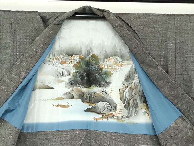 平和屋着物●男性 紬 アンサンブル 長羽織 160亀甲 正絹 逸品 DAAY5425ud