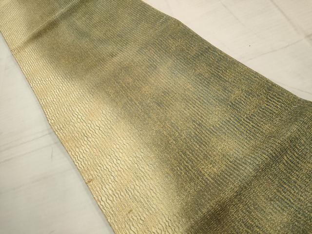 平和屋着物▼六通柄袋帯　霞文　金通し地　正絹　逸品　AABC6292wj