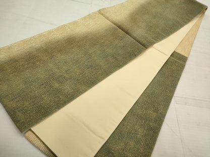 平和屋着物▼六通柄袋帯　霞文　金通し地　正絹　逸品　AABC6292wj
