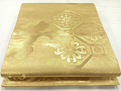 平和屋着物◎六通柄袋帯　蜀江花文　金糸　正絹　逸品　AABC5904uk