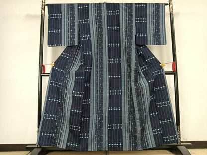 平和屋着物▽上質な紬 単衣 間道 正絹 逸品 未使用 AABC3806fy