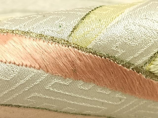 平和屋着物▽訪問着 単衣 刺繍 幾何学文様 金彩 正絹 逸品 AABC3814fy