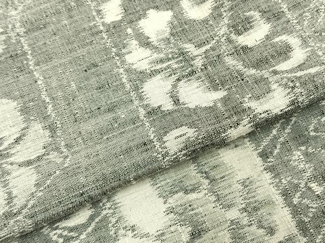 平和屋着物▽上質な紬 単衣 草花文 正絹 逸品 AABC3810fy