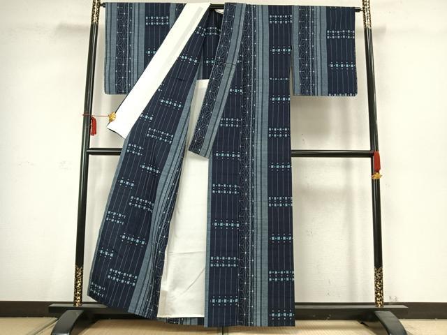 平和屋着物▽上質な紬 単衣 間道 正絹 逸品 未使用 AABC3806fy