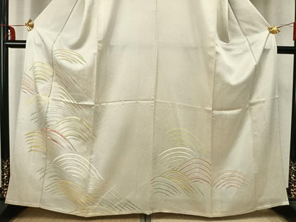 平和屋着物▽訪問着 単衣 刺繍 幾何学文様 金彩 正絹 逸品 AABC3814fy