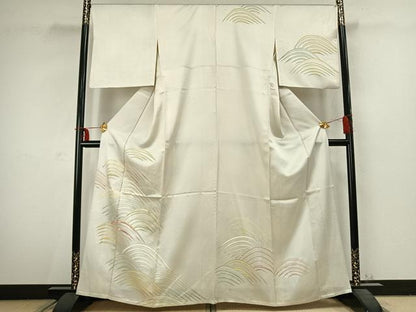 平和屋着物▽訪問着 単衣 刺繍 幾何学文様 金彩 正絹 逸品 AABC3814fy