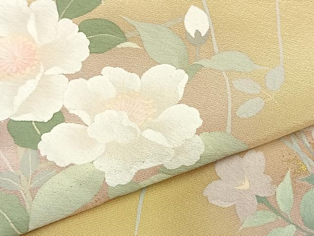 平和屋着物▽訪問着 単衣 草花文 暈し染め 金彩 正絹 逸品 AABC3773fy
