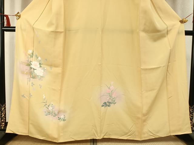 平和屋着物▽訪問着 単衣 草花文 暈し染め 金彩 正絹 逸品 AABC3773fy