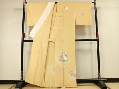 平和屋着物▽訪問着 単衣 草花文 暈し染め 金彩 正絹 逸品 AABC3773fy