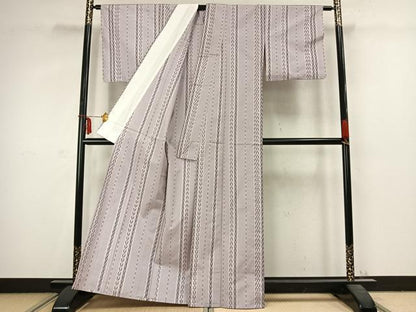平和屋着物▽上質な紬 単衣 間道 正絹 逸品 AABC3784fy