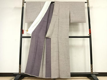 平和屋着物▽上質な小紋 単衣 霞文 正絹 逸品 AABC3771fy