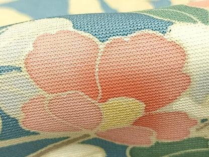 平和屋着物▽訪問着 単衣 草花文 正絹 逸品 AABC3786fy