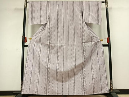 平和屋着物▽上質な紬 単衣 間道 正絹 逸品 AABC3784fy