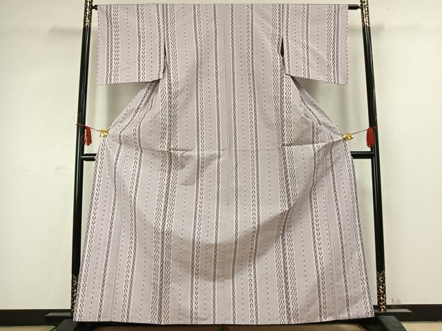 平和屋着物▽上質な紬 単衣 間道 正絹 逸品 AABC3784fy