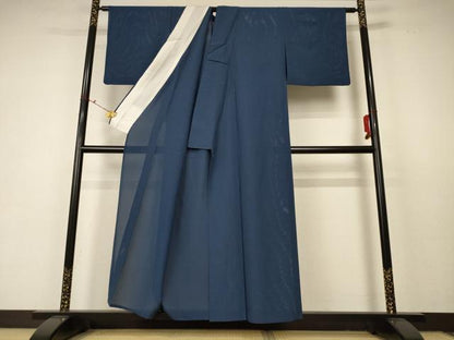 平和屋着物＊夏物 色無地 絽 鉄御納戸色 正絹 逸品 AABC6932jd