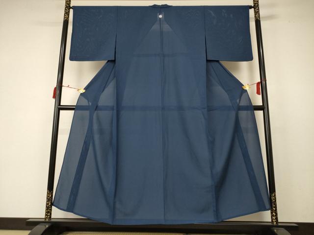 平和屋着物＊夏物 色無地 絽 鉄御納戸色 正絹 逸品 AABC6932jd