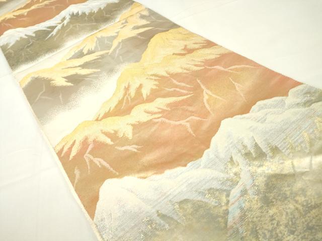 平和屋着物▼六通柄袋帯　重ね山文　匠　はく錦　金銀糸　正絹　逸品　DAAX3987az