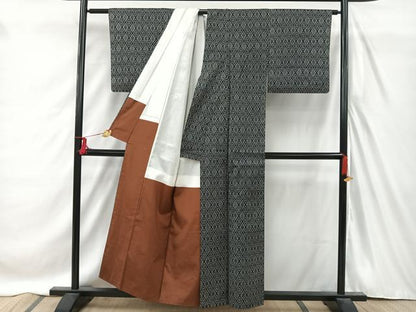 平和屋着物■上質な紬　遠州椿　正絹　逸品　AABC3155uw