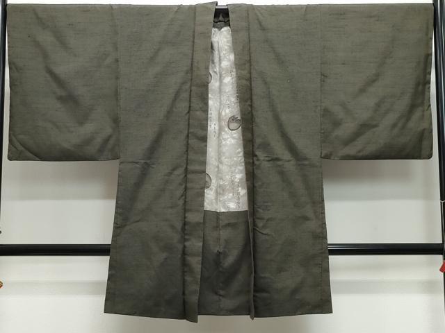 平和屋着物●男性　紬　アンサンブル　涅色　正絹　逸品　CAAZ8081vf