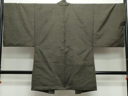 平和屋着物●男性　紬　アンサンブル　涅色　正絹　逸品　CAAZ8081vf