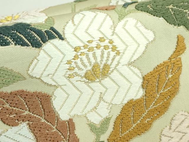 平和屋本店■極上　織紋意匠鈴木　つけ帯　唐織　花椿文様　金糸　逸品　DZAB1518kh5　