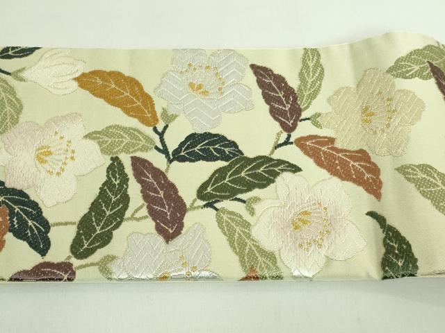 平和屋本店■極上　織紋意匠鈴木　つけ帯　唐織　花椿文様　金糸　逸品　DZAB1518kh5　