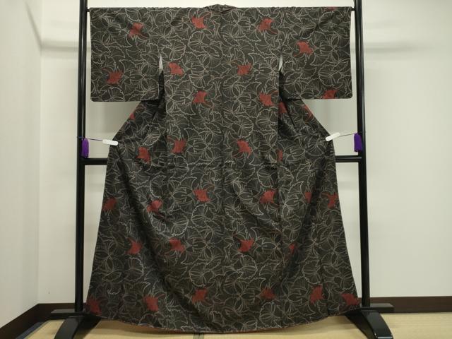 平和屋着物●本場大島紬 7マルキ 舞葉文 正絹 逸品 未使用 CAAY8370gh