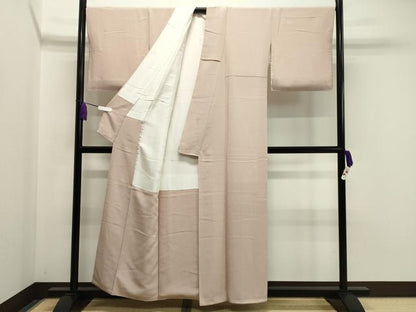平和屋着物●上質な色無地　灰桜色　正絹　逸品　CAAY8374gh