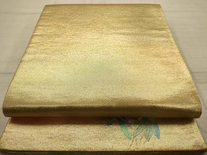 平和屋着物◎全通柄袋帯　螺鈿花ごのみ　金糸　正絹　逸品　AABC3048dt