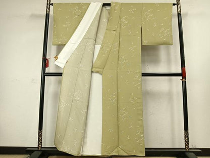 平和屋着物▽上質な小紋 単衣 草花文 ますいわ屋扱い 正絹 逸品 AABC3850fy