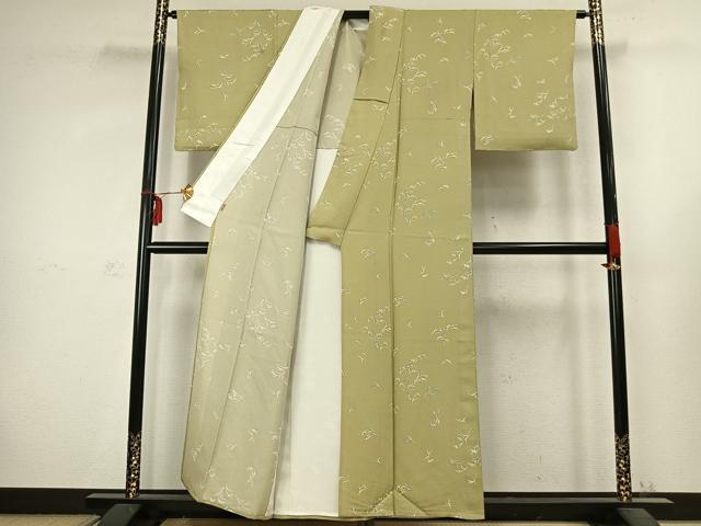 平和屋着物▽上質な小紋 単衣 草花文 ますいわ屋扱い 正絹 逸品 AABC3850fy