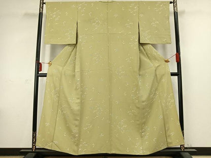 平和屋着物▽上質な小紋 単衣 草花文 ますいわ屋扱い 正絹 逸品 AABC3850fy