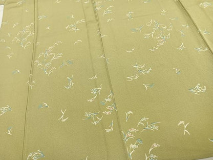 平和屋着物▽上質な小紋 単衣 草花文 ますいわ屋扱い 正絹 逸品 AABC3850fy