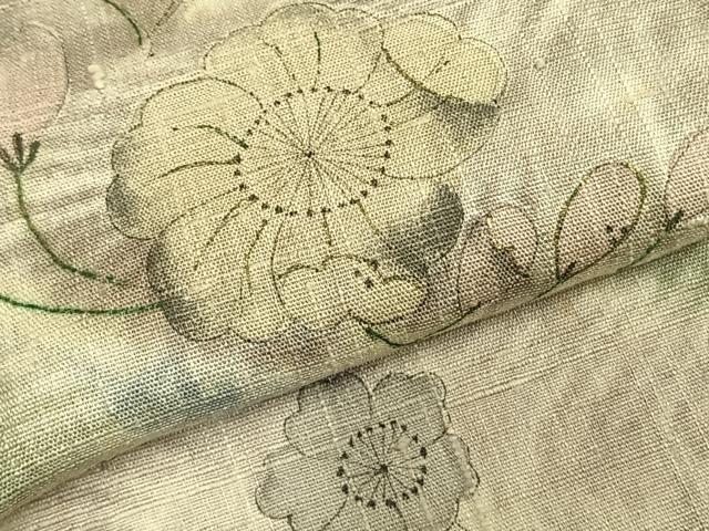 平和屋着物▽訪問着 単衣 紬地 辻が花 正絹 逸品 AABC3870fy