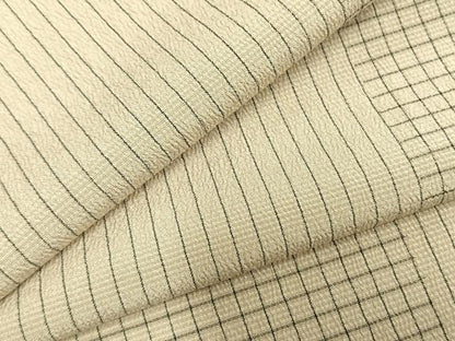 平和屋着物▽本塩沢 単衣 市松文様 証紙付き ロング丈 正絹 逸品 AABC3893fy