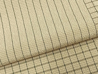 平和屋着物▽本塩沢 単衣 市松文様 証紙付き ロング丈 正絹 逸品 AABC3893fy