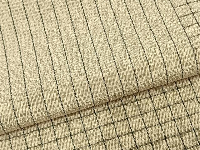 平和屋着物▽本塩沢 単衣 市松文様 証紙付き ロング丈 正絹 逸品 AABC3893fy