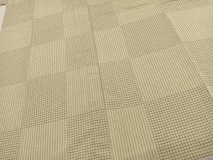平和屋着物▽本塩沢 単衣 市松文様 証紙付き ロング丈 正絹 逸品 AABC3893fy