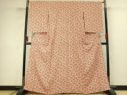 平和屋着物▽上質な小紋 単衣 幾何学文様 正絹 逸品 AABC3923fy