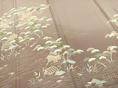 平和屋着物▽訪問着 単衣 風景文 正絹 逸品 AABC3940fy
