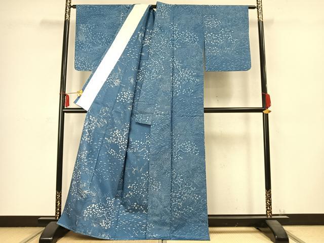 平和屋着物▽本場大島紬 単衣 ろうけつ染め 草花文 正絹 逸品 AABC3945fy