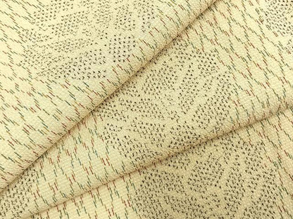平和屋着物▽本塩沢 単衣 幾何学花文 正絹 逸品 AABC3965fy
