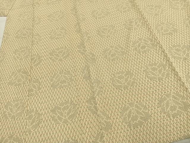 平和屋着物▽本塩沢 単衣 幾何学花文 正絹 逸品 AABC3965fy